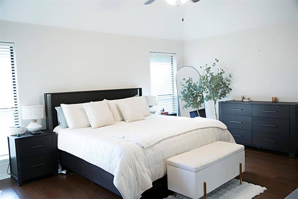 7416 Rolling Hills Drive, Benbrook, TX 76126 Master bedroom with door patio access.
