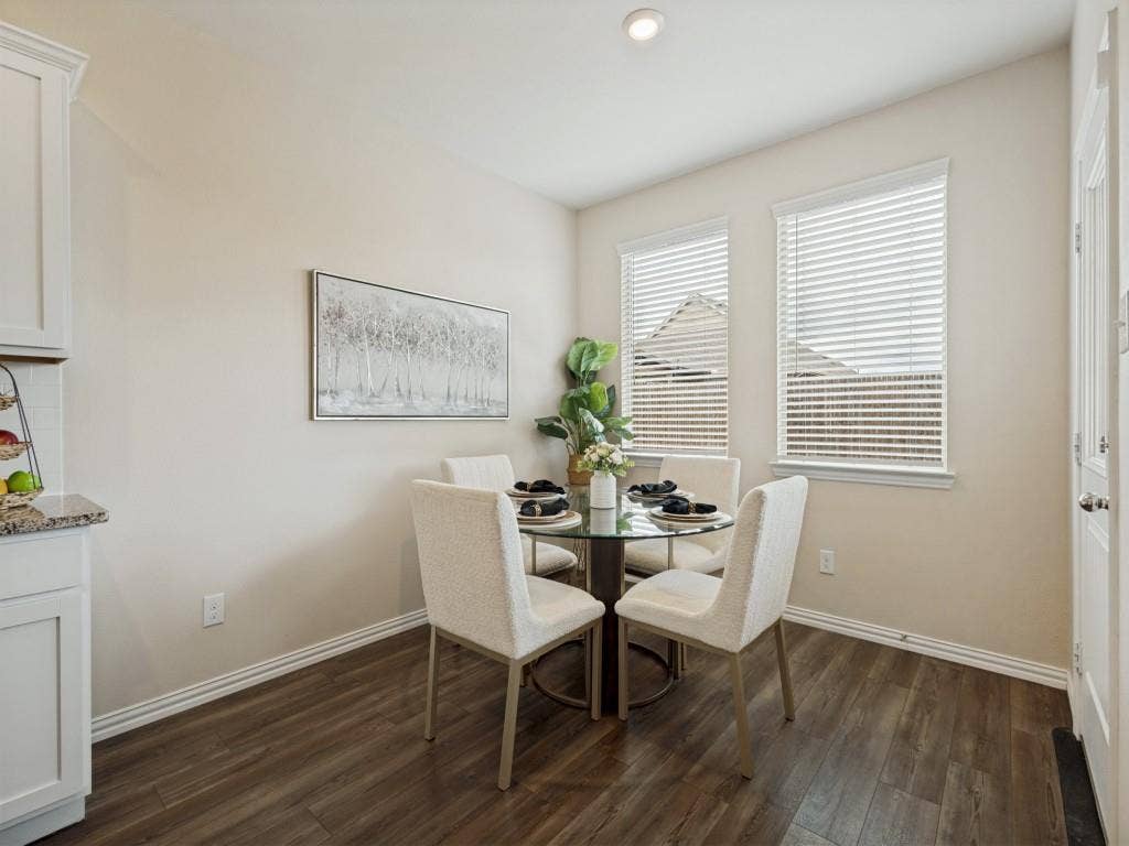 1512 Fields View Drive, Anna, TX 75409 Plenty of space for a dining table the overlooks the backyard and enlarged back patio!