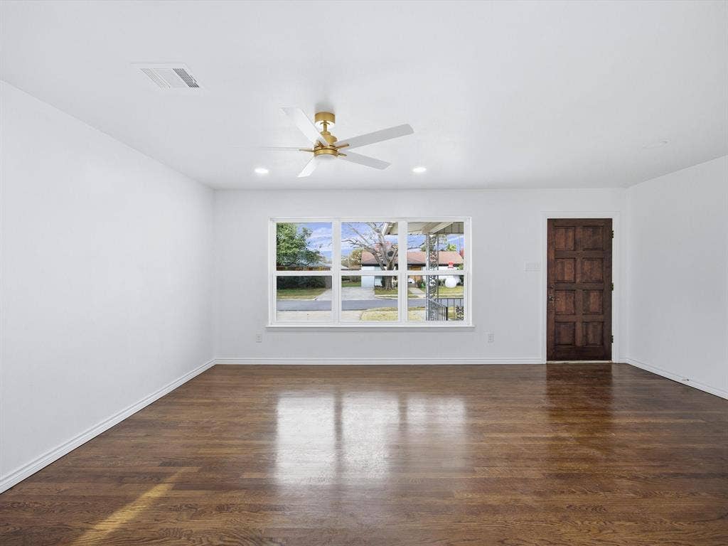 10270 Kilkenny Place, Dallas, TX 75228 Hardwood flooring, white walls, recessed lighting, ceiling fan, natural light