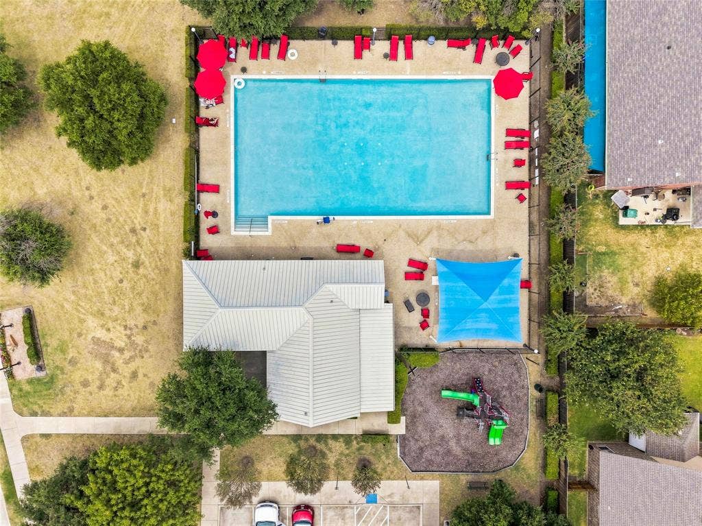 1856 Lariat Drive, Fort Worth, TX 76247 Aerial view of pool.