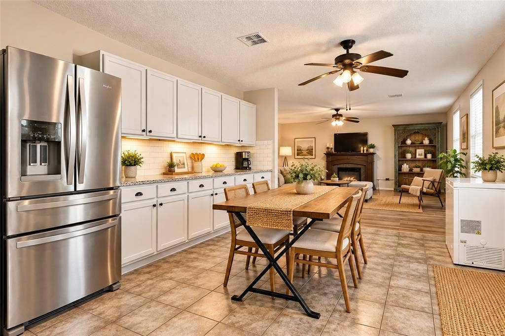 1856 Lariat Drive, Fort Worth, TX 76247 View of kitchen facing family room, virtually enhanced