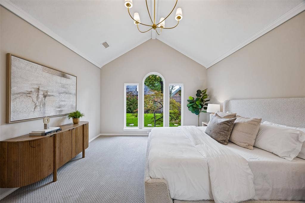 6707 Dupper Drive, Dallas, TX 75252 Primary suite with stunning Japanese Maple tree in outside the window