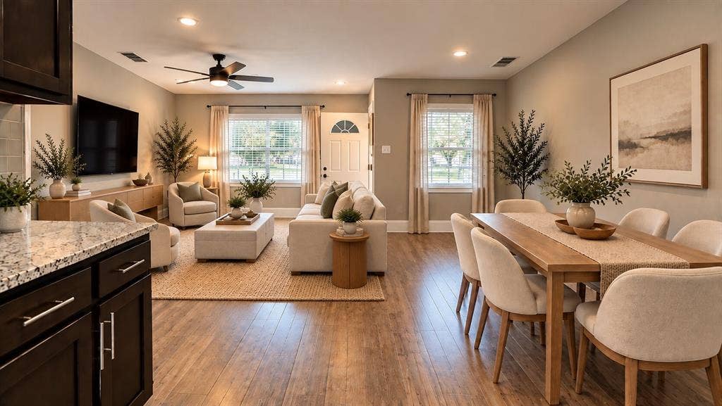 Living room / virtually staged.
