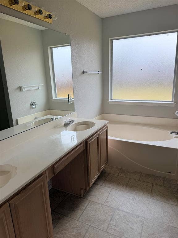 437 Kimmel Drive, Cedar Hill, TX 75104 Dual vanity with integrated sinks, built-in cabinetry, and surface-mount lighting