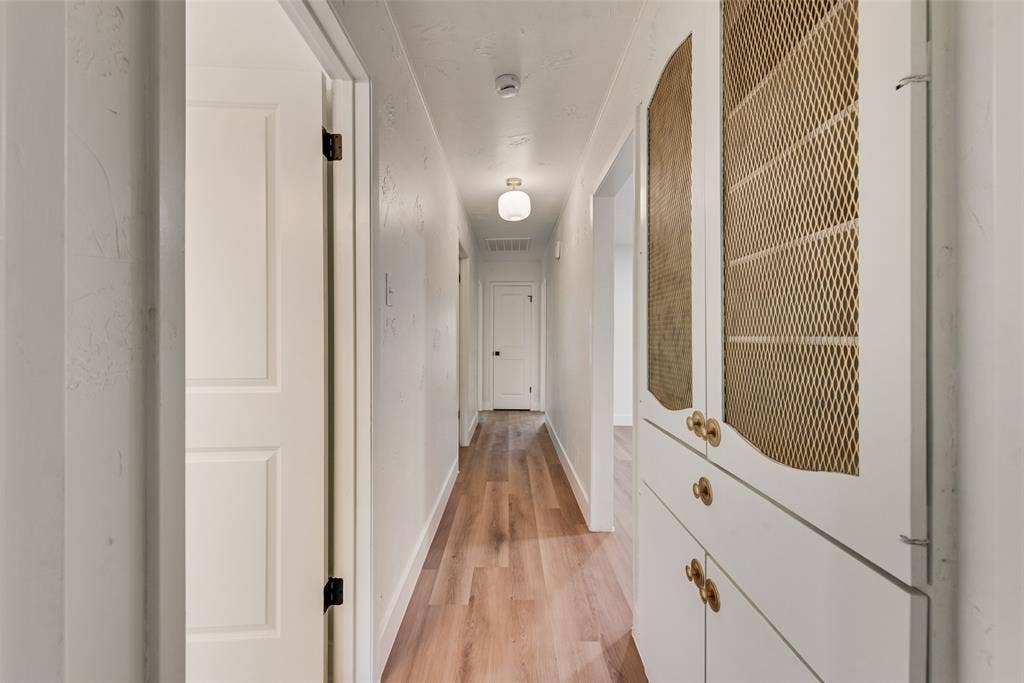 Fresh hallway with convenient built-in storage.