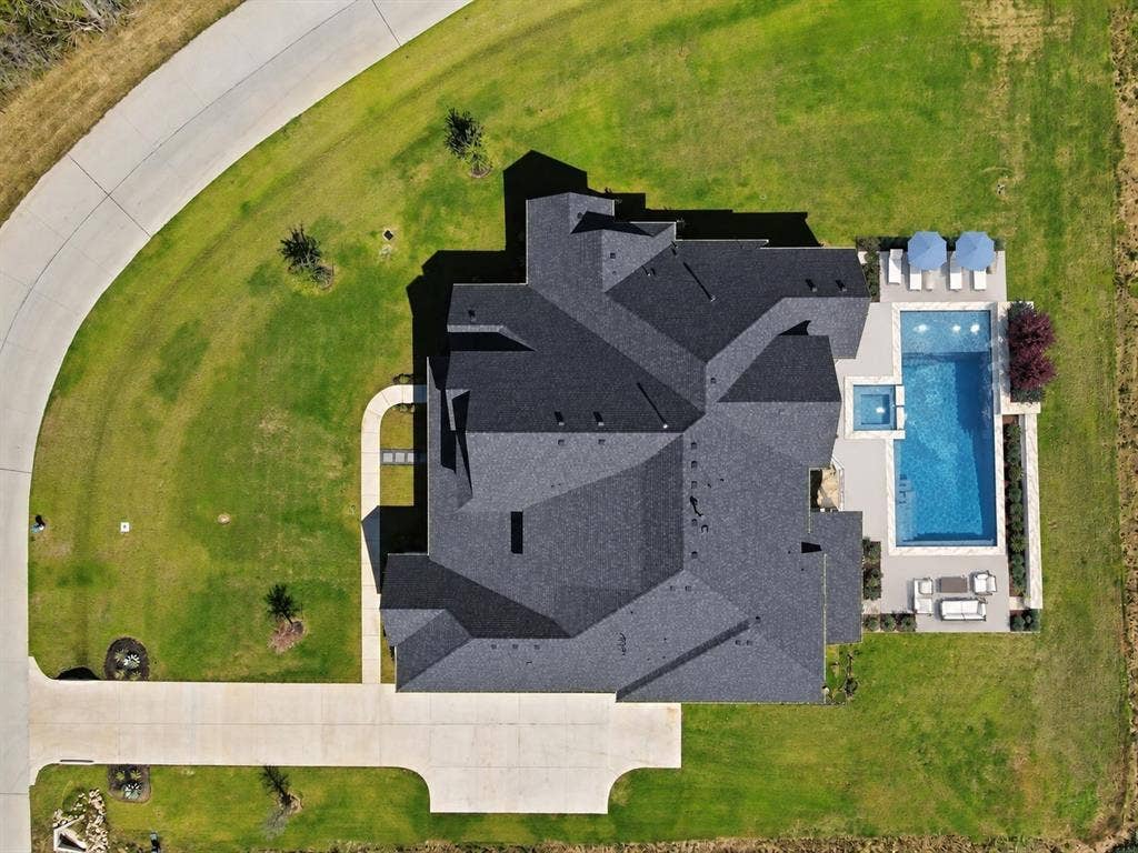 940 Healey Drive, Fairview, TX 75069 Aerial View with Pool Rendering