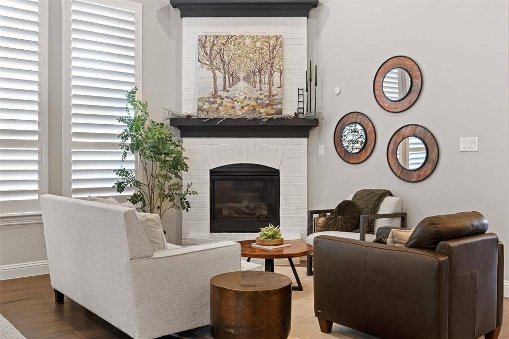 9716 Wilderness Road, Little Elm, TX 75068 Sitting room with fireplace