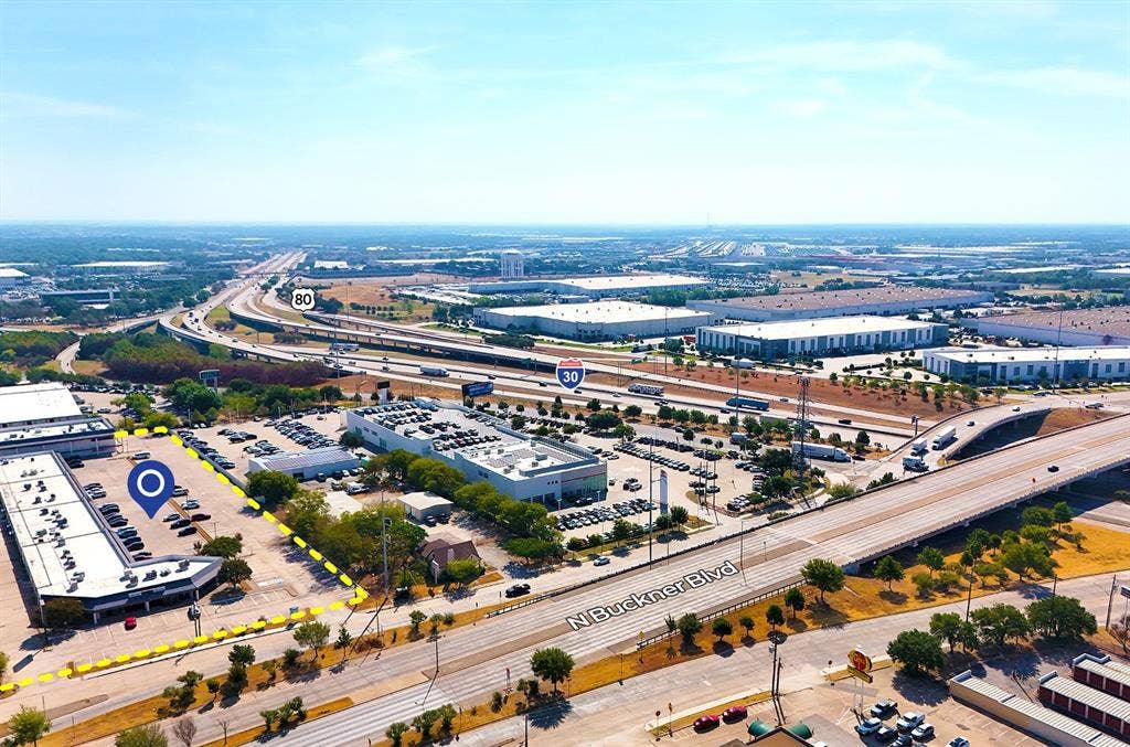 3650 N Buckner Boulevard, Dallas, TX 75228 Property featuring a large parking area, direct access to N Buckner Blvd, and proximity to major highways I-30 and 80