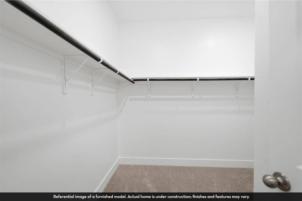 821 Whitmore Drive, Princeton, TX 75071 Walk-in closet featuring wall-to-wall carpeting, high-reach upper shelving, and durable hanging rods