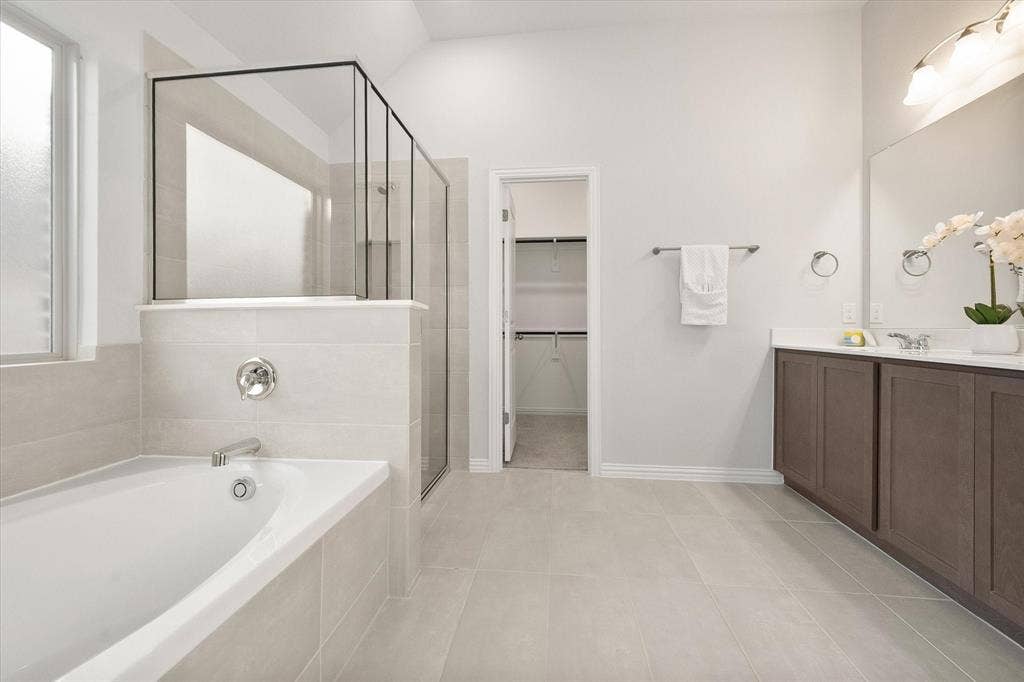 Separate shower and tub