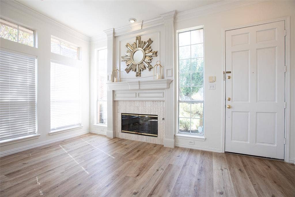 Dreamy fireplace creates a great focal point in the living room