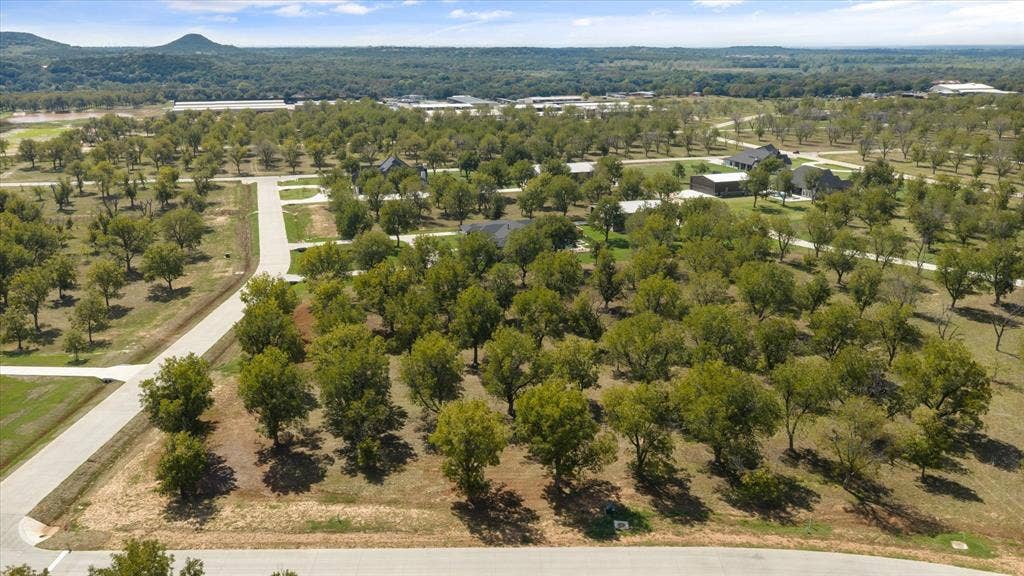 2013 Skylane Drive, Granbury, TX 76049 Expansive corner lot featuring mature trees, paved street access, and a prominent mountain backdrop