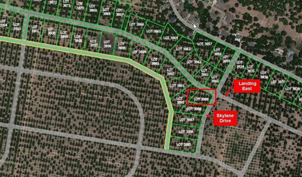 2013 Skylane Drive, Granbury, TX 76049 Cadastral Map. Illustrating the designated parcel boundaries and street orientation of the property