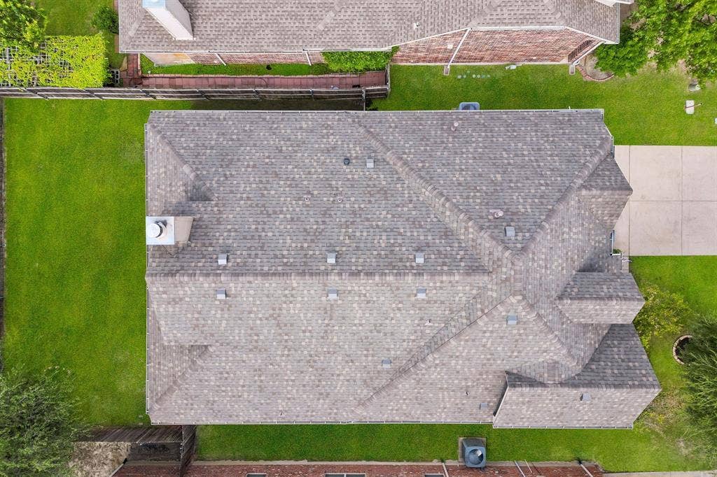 1906 Faircrest Lane, Wylie, TX 75098 Aerial view looking down on the brand new roof.