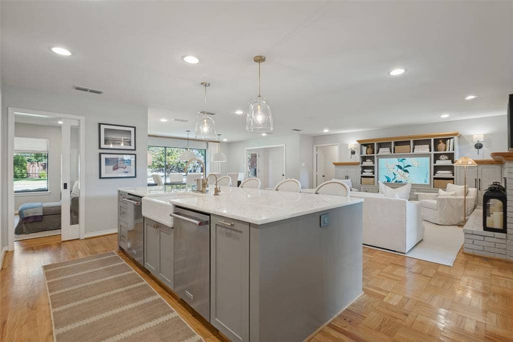 5222 Meadow Crest Drive, Dallas, TX 75229 Flex space off kitchen to the left with glass pocket door.