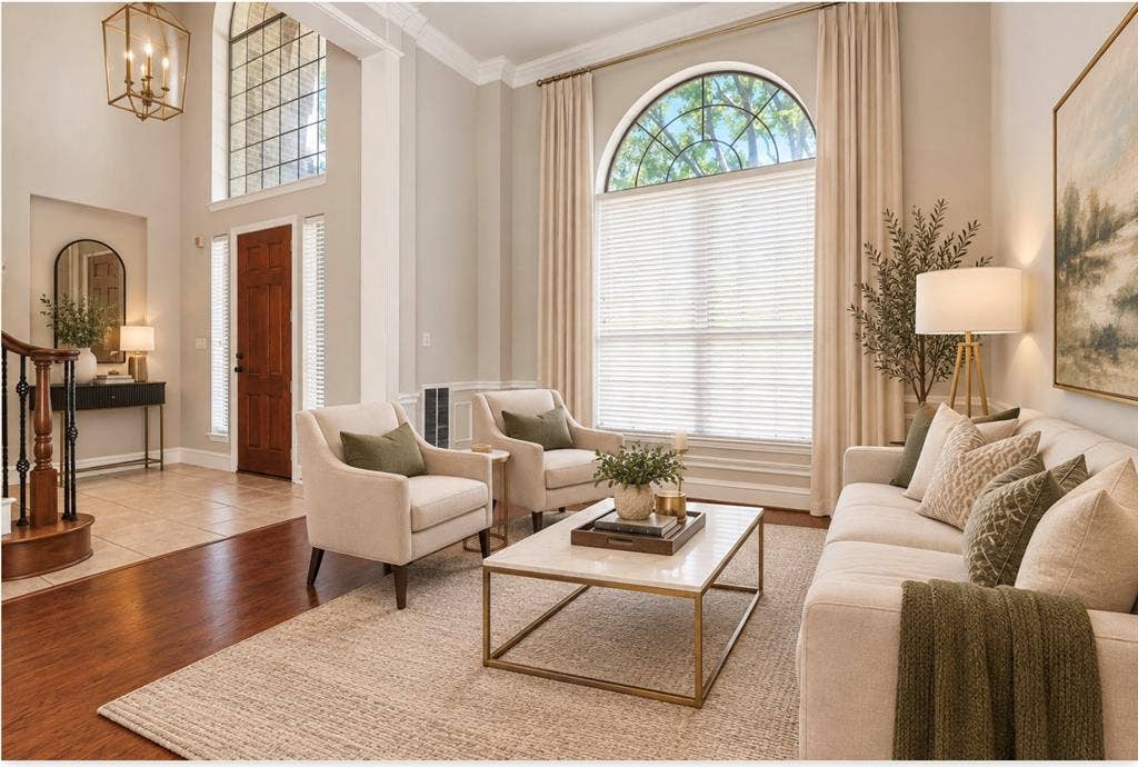 8323 Albritton Drive, Frisco, TX 75036 Two-story foyer with a wrought iron and wood staircase