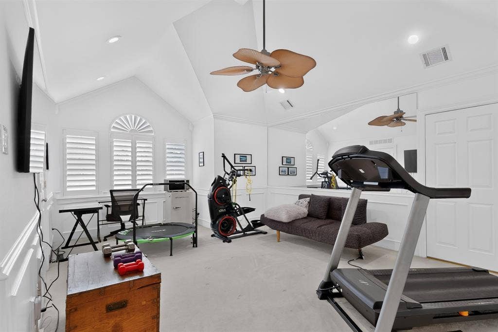 4536 Briar Oaks Circle, Dallas, TX 75287 Vaulted ceiling with recessed lighting