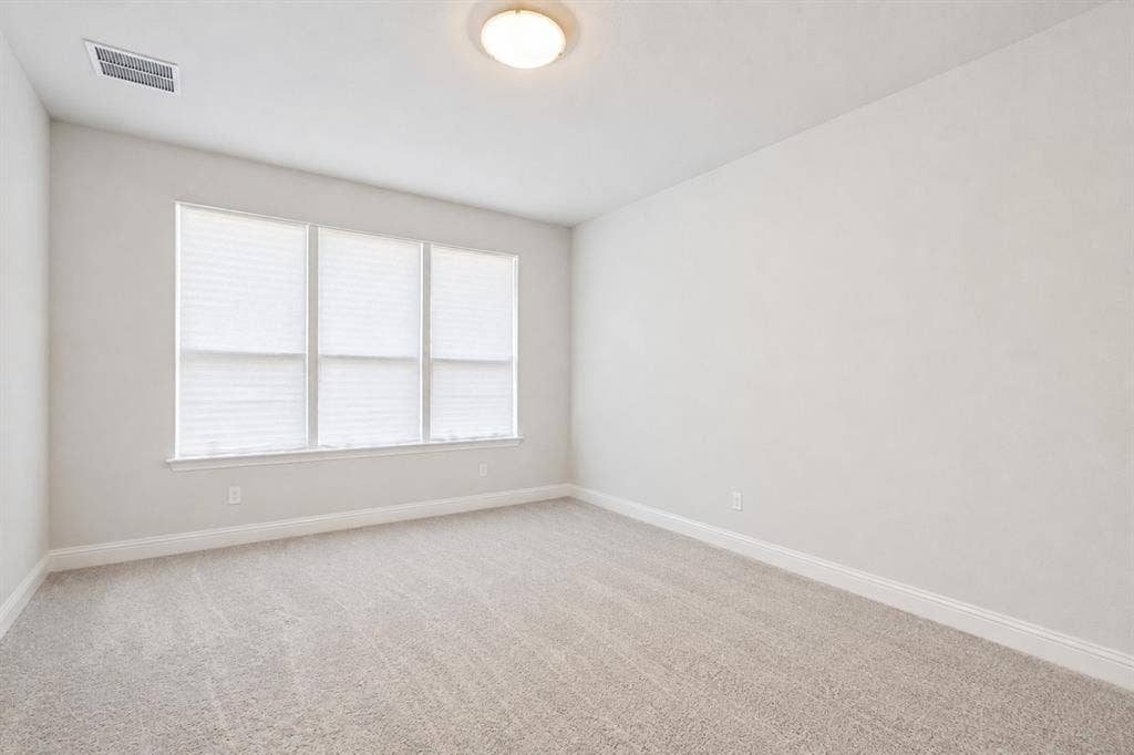 2902 Cremini Fls, Princeton, TX 75407 Neutral-toned wall paint, plush carpet flooring, three large windows, and a flush mount ceiling light fixture