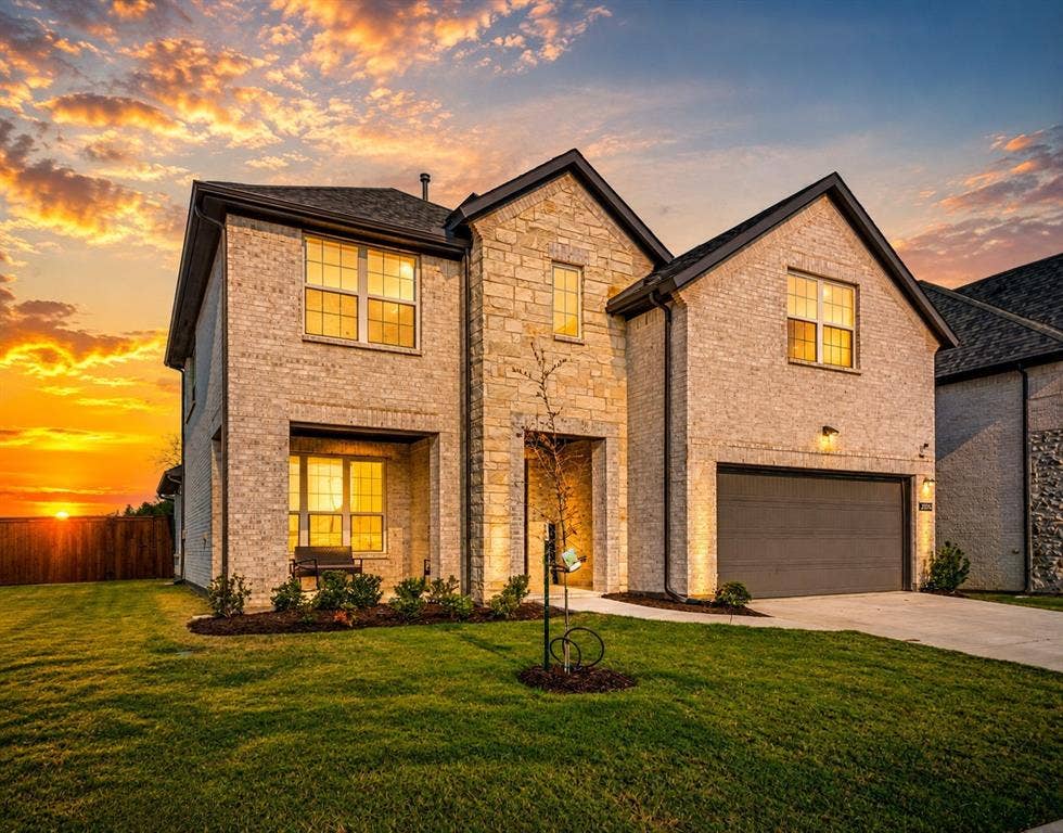 2902 Cremini Fls, Princeton, TX 75407 Two-story brick and stone exterior with dark trim