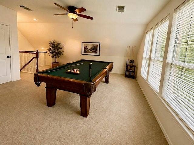 107 Appalachian Way, McKinney, TX 75071 Carpeted loft space with sloped ceilings, multiple windows with blinds, a ceiling fan, and a white interior door