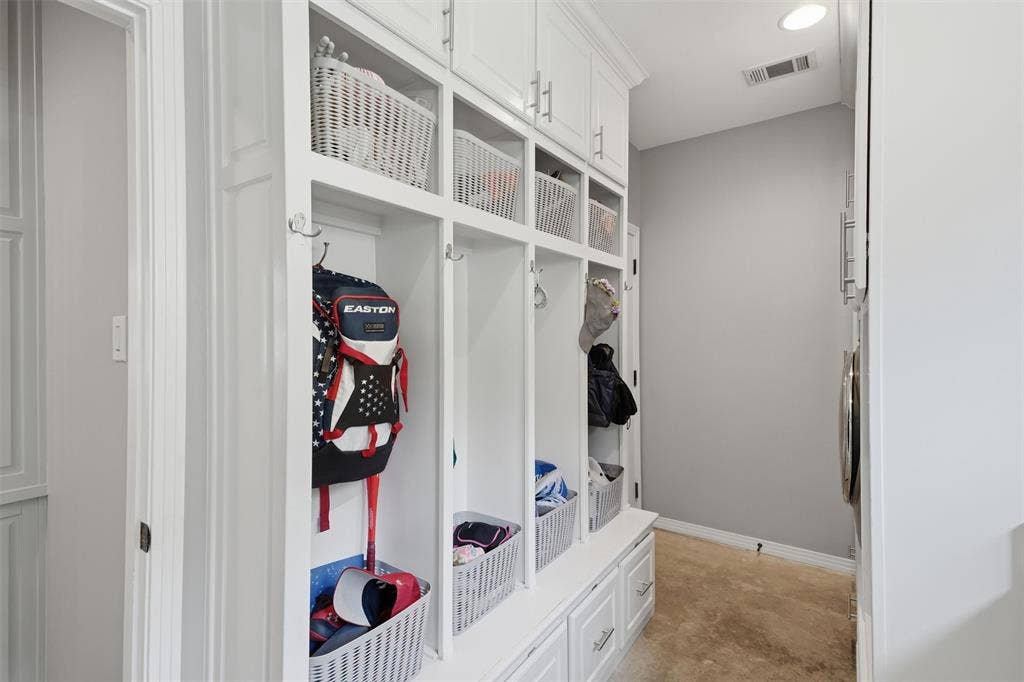 3712 Brighton Road, Fort Worth, TX 76109 Mud room directly off the garage and in the laundry room - the perfect place to keep everyone's backpacks, sports gear and shoes organized.