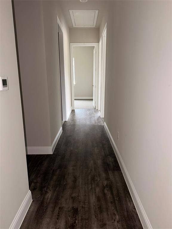 3721 S Stonebridge Drive, #704, McKinney, TX 75070 Hallway featuring dark wood-finish flooring, light neutral wall paint, white trim, and a recessed ceiling light