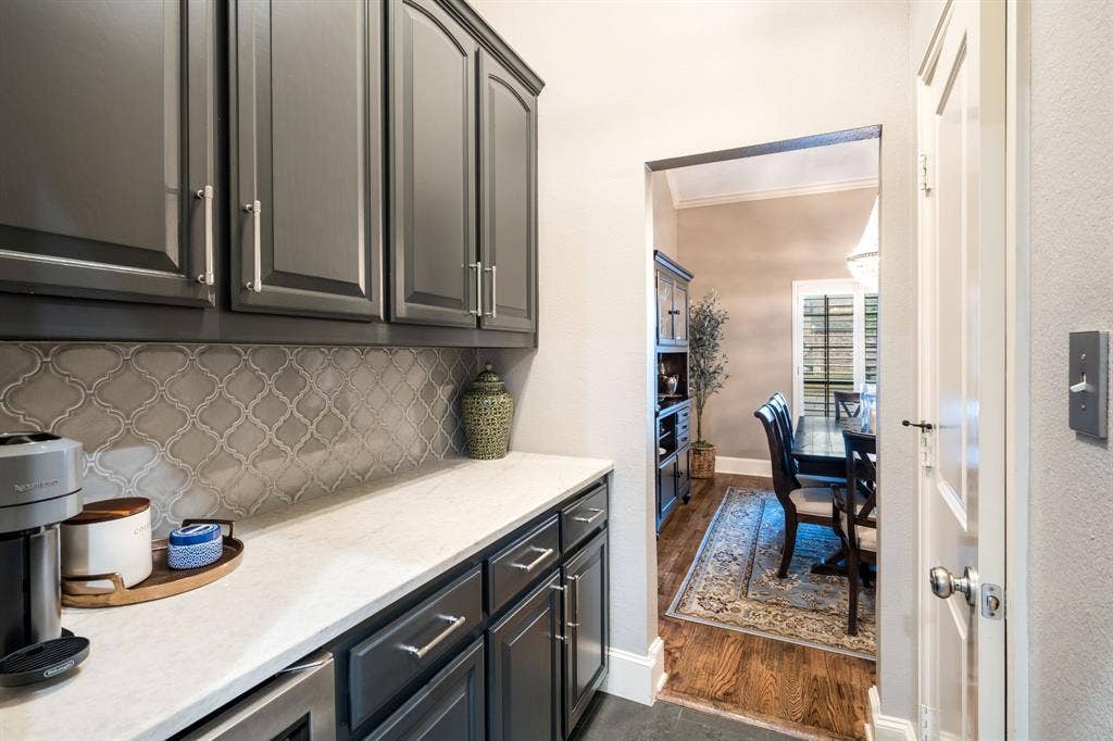 coffee nook across from a large pantry