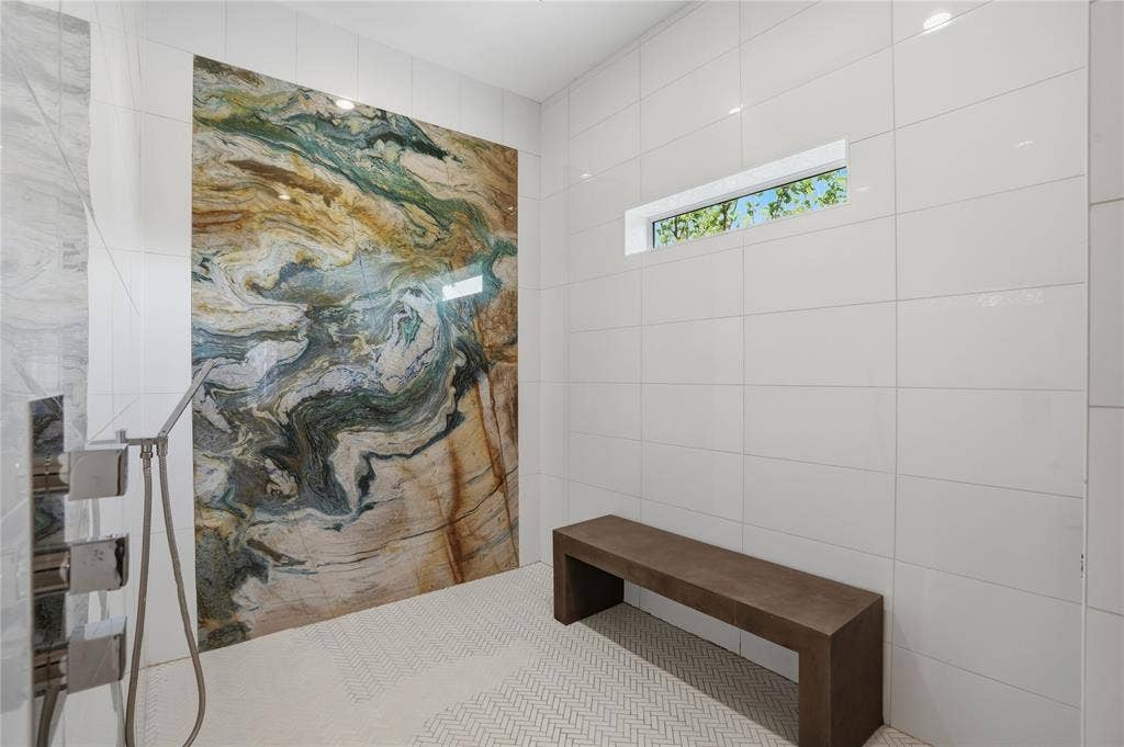 180 S Cisco Street, Dallas, TX 75246 Stunning marble slab in the oversized primary shower