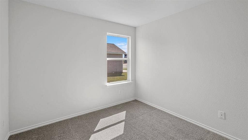 809 Brook Lane, Josephine, TX 75135 Textured walls with a neutral paint palette, contrasting trim, and carpeted flooring