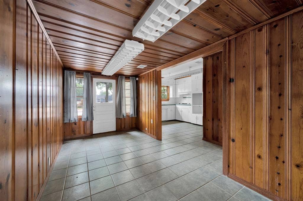 216 W Belt Line Road, Cedar Hill, TX 75104 Wood-paneled walls and ceiling