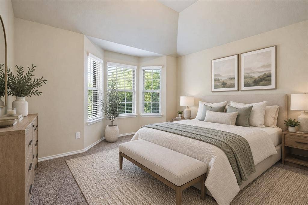 1300 Bellingham Circle, Glenn Heights, TX 75154 Virtually staged secondary bedroom with a clean, bright, and inviting design that highlights the room’s spacious feel.