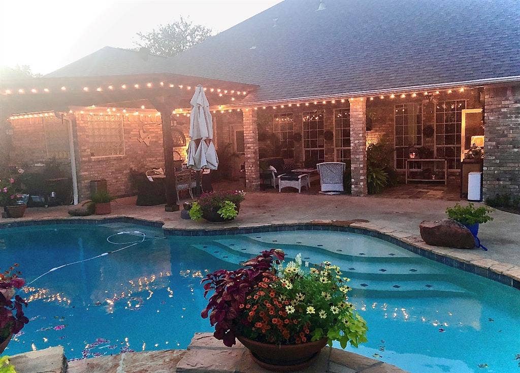 8955 Leslie Court, Benbrook, TX 76126 Pool & Patio at Twilight