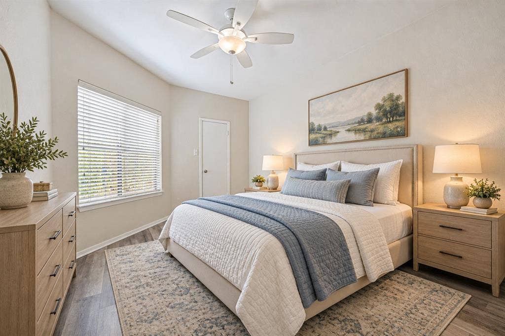 5550 Spring Valley Road, #C21, Dallas, TX 75254 Staged Bedroom