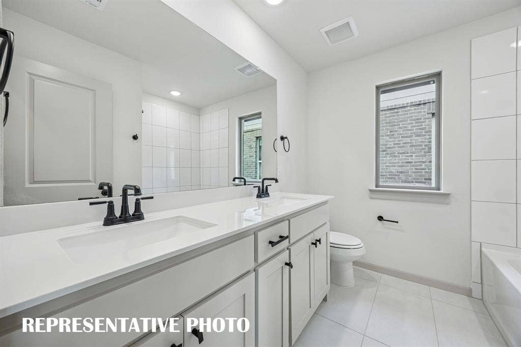 3729 Homer Court, McKinney, TX 75071 With vanity space for two, friends and family will feel right at home in this thoughtfully designed guest bath. REPRESENTATIVE PHOTO
