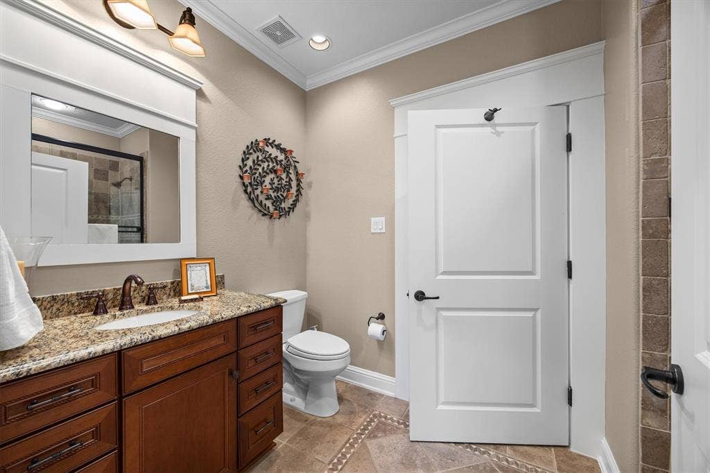 3rd FULL bathroom, this one is located on the upper level and can be accessed from the upper family room as well as the guest quarters.