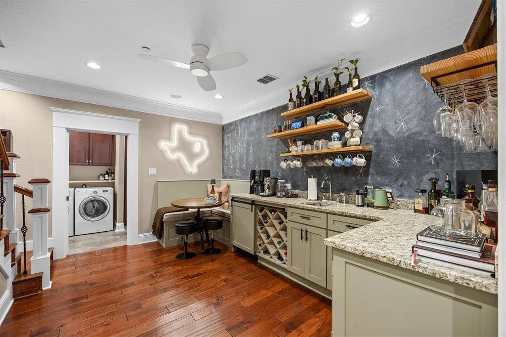 Custom coffee & wine bar suite! Dedicated beverage center addition off the main kitchen tailored for entertaining and everyday utility!