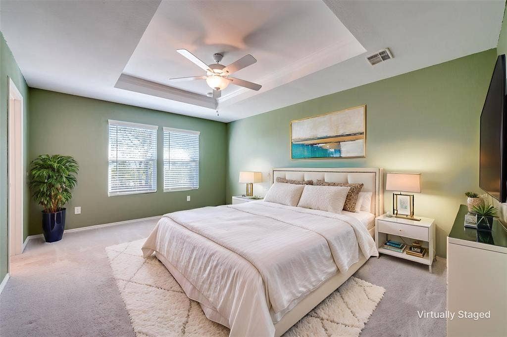 845 Poppy Cove Lane, Princeton, TX 75407 Tray ceiling with a ceiling fan