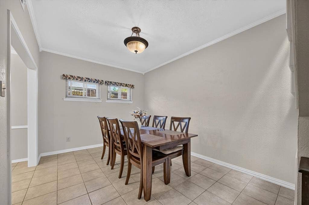 Another view of the dining area that can be used for formal gatherings or everyday dining.