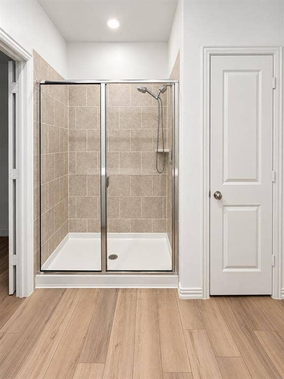 1605 River Crossing Drive, Anna, TX 75409 Walk-in shower with clear glass enclosure and tile surround