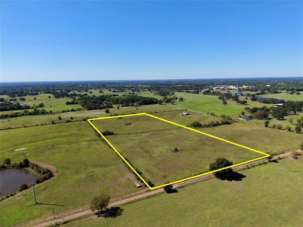 0 Goodell Lane, Eustace, TX 75124 Angled aerial showing the open tract and Goodell Lane road context; outline is approximate.
