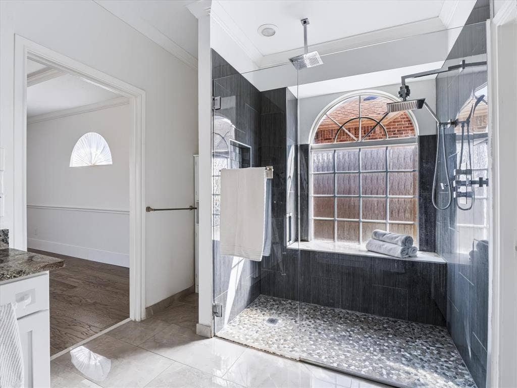 326 Equine Lane, Celina, TX 75009 Over sized walk in shower with rainfall showerhead and multiple body jets