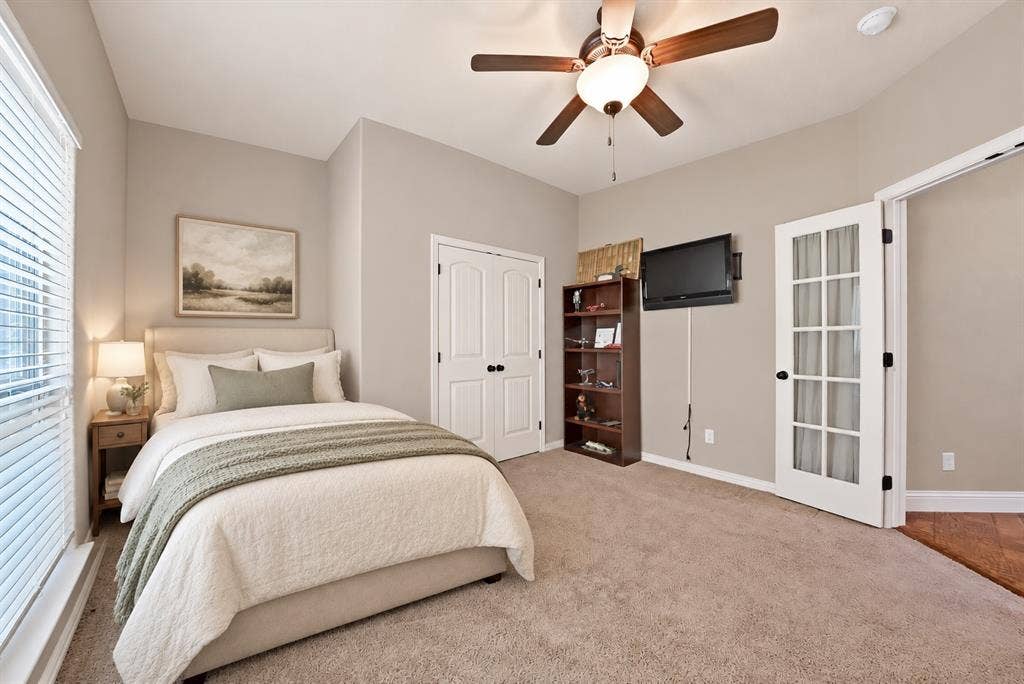 **Virtually staged fifth bedroom or office, with SW Agreeable Gray walls and white ceiling**