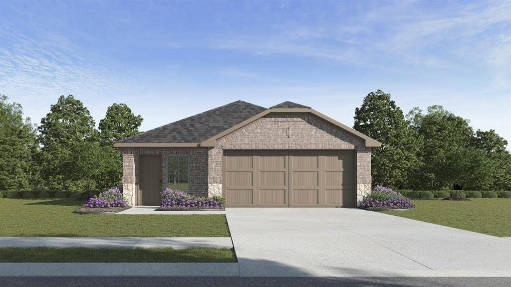 5430 Cormorant Grove, Crandall, TX 75114 Brick exterior with stone accents, attached two-car garage, and a concrete driveway