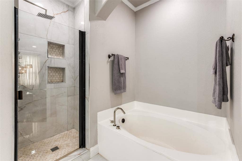 5707 Headquarters Drive, Plano, TX 75024 Updated Master Bathroom Shower and Full Bathtub