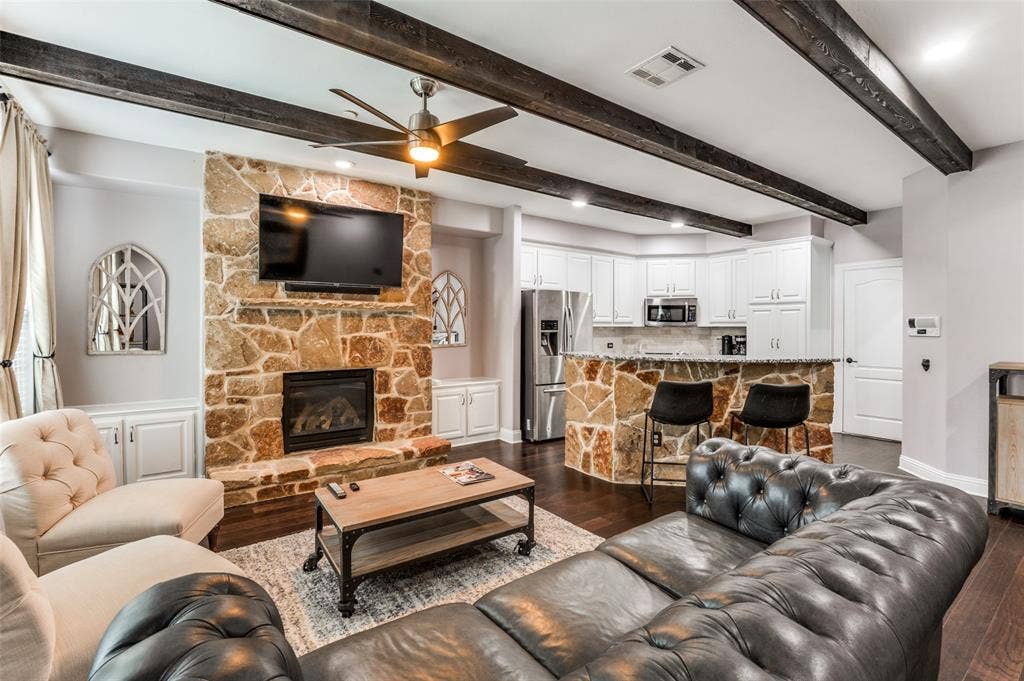 5707 Headquarters Drive, Plano, TX 75024 Floor to Ceiling Stone Fireplace