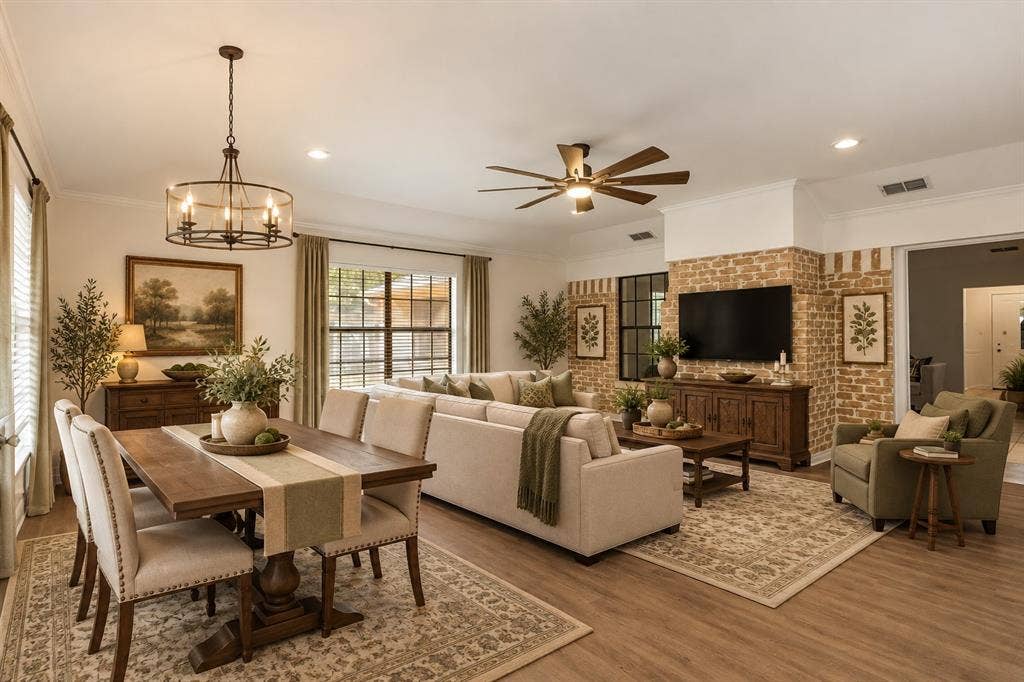 3619 Leaning Oaks, Flint, TX 75962 AI Staged Den/Dining