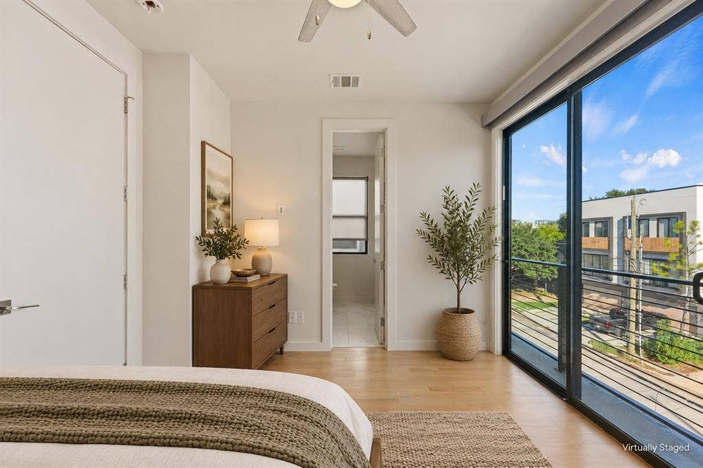 4217 Munger Avenue, Dallas, TX 75204 sliding glass open to private balcony
