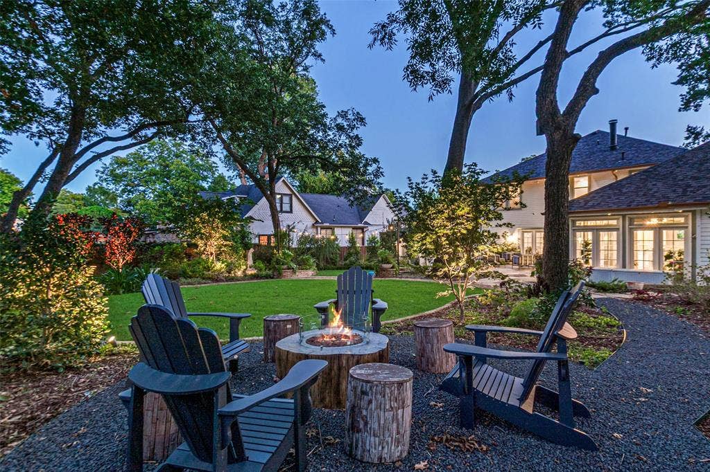506 W Virginia Street, McKinney, TX 75069 View of garden with fire pit, dog run, patio and outdoor dining area