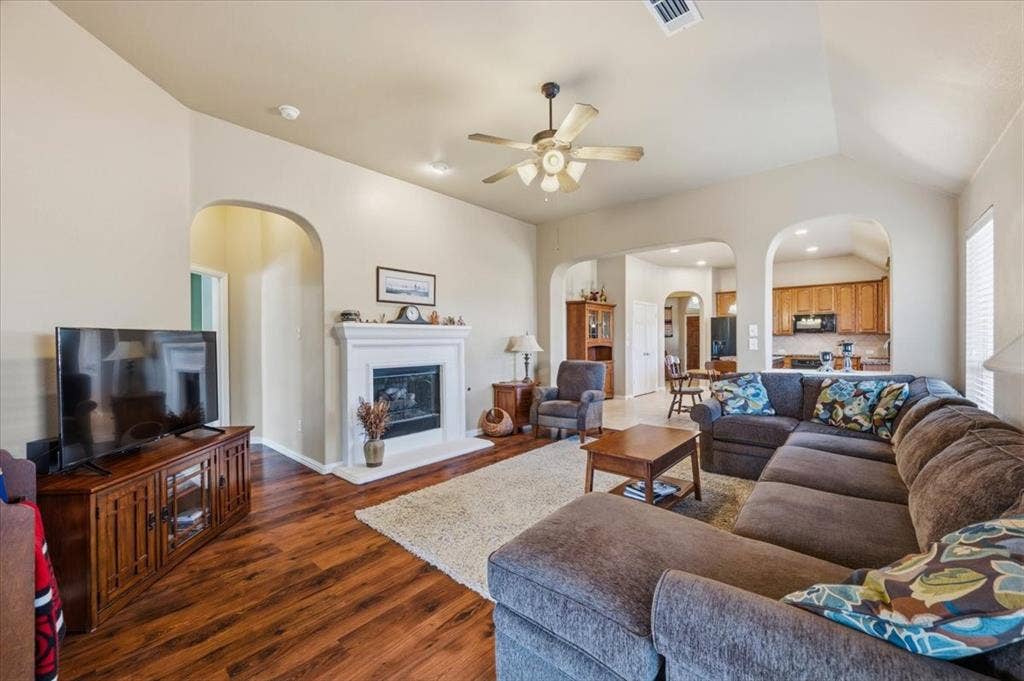 5132 Welara Drive, Grand Prairie, TX 75052 living room with fireplace