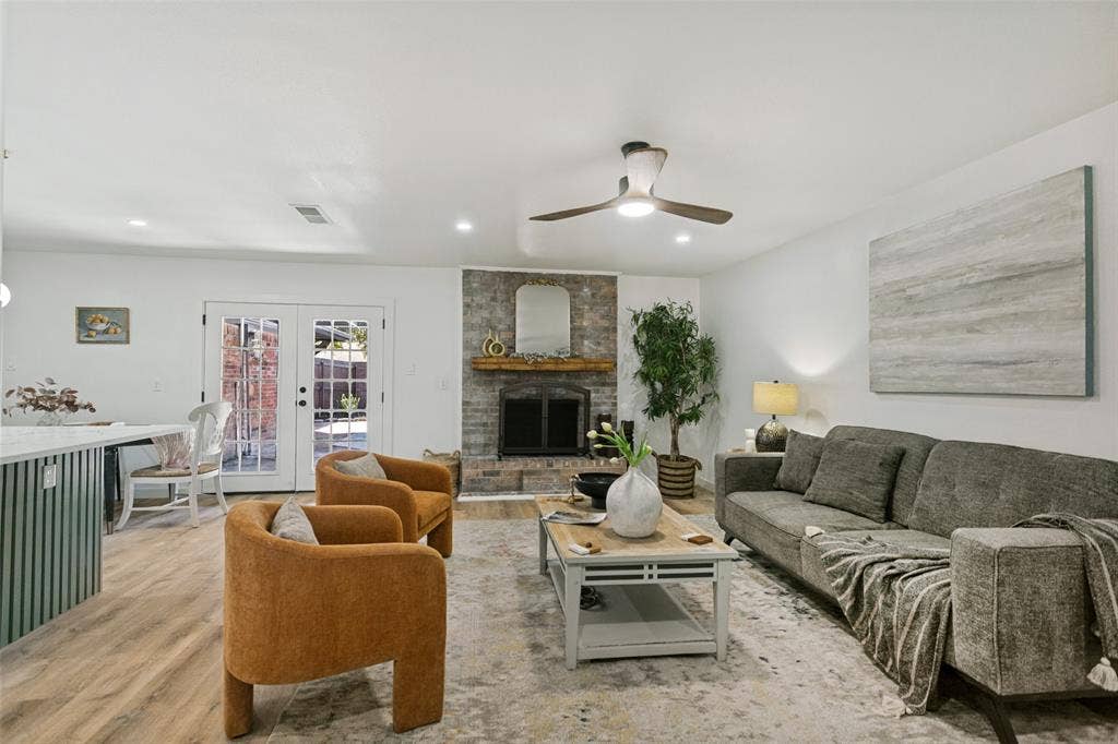 2704 Parkhaven Drive, Plano, TX 75075 Recessed lighting, wood-finish flooring, white walls, and a ceiling fan